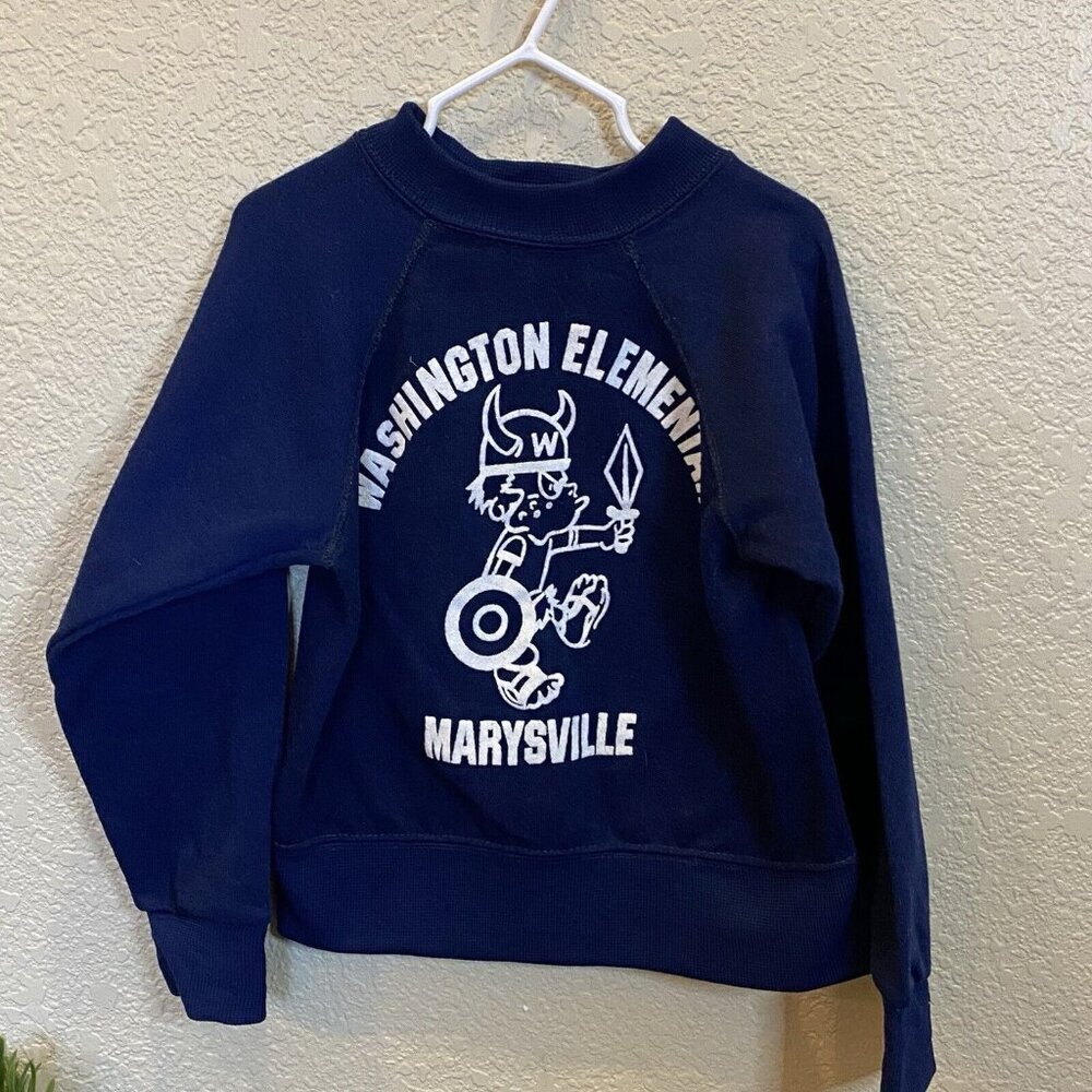 Vintage Kids Sweatshirt Washington Elementary Marysville Blue Small 6-8‎ Usa